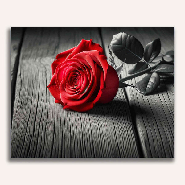 Paint by Numbers - Rose on wood