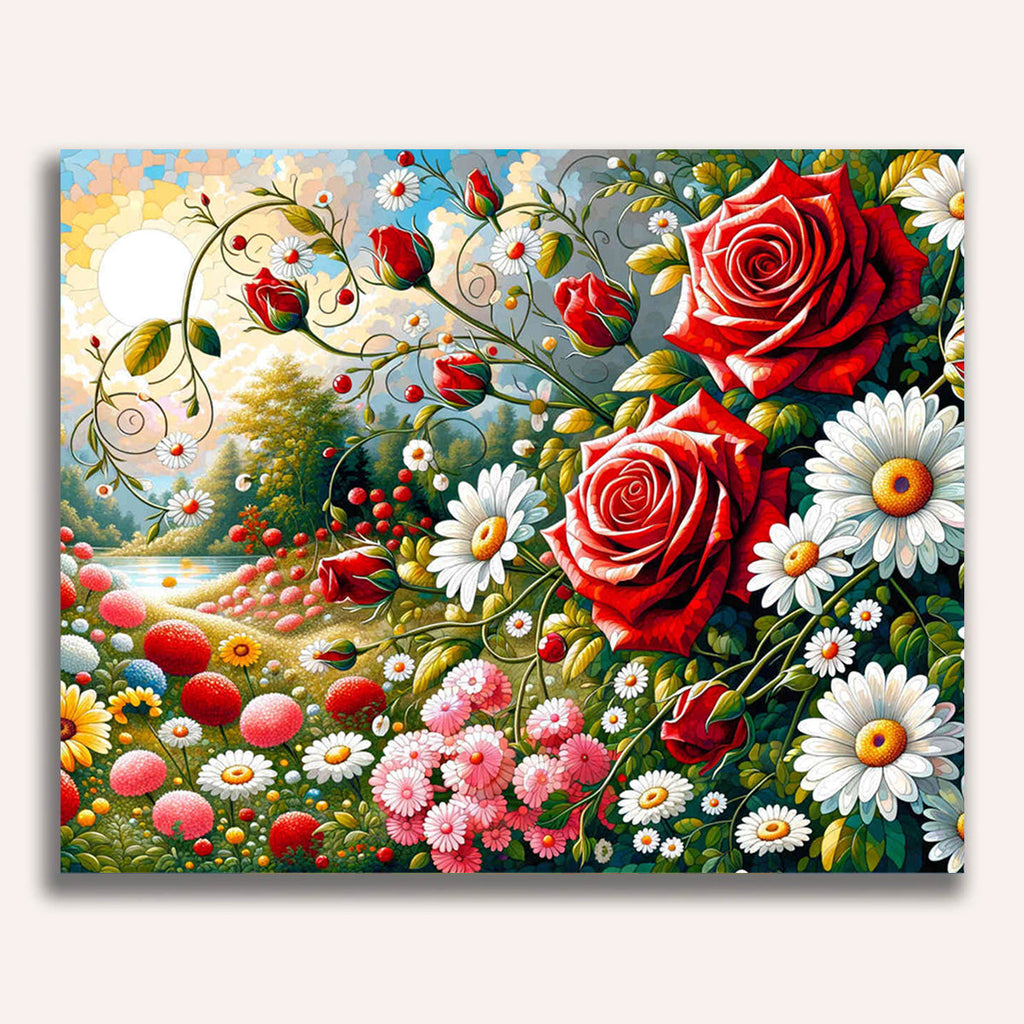 Paint by Numbers - Roses and daisies