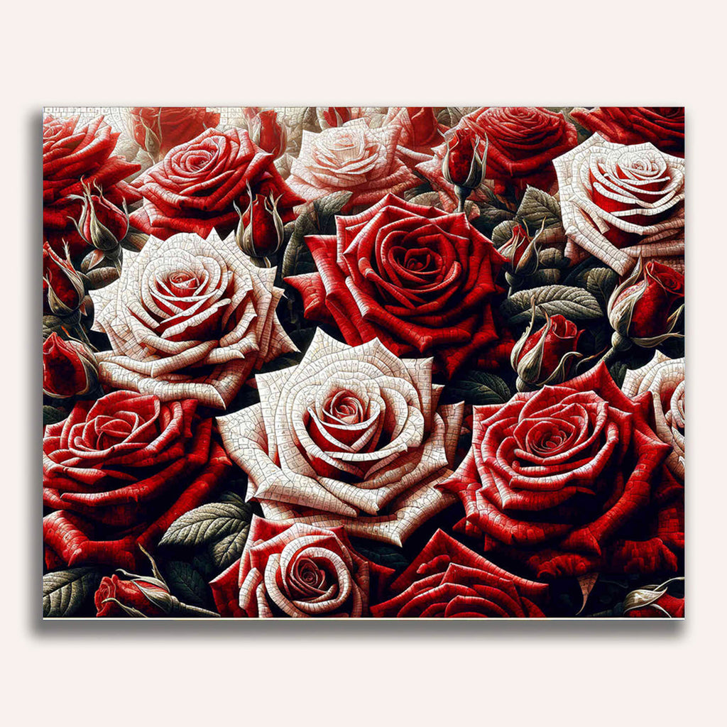 Paint by Numbers - Roses Arrangement in Red and White