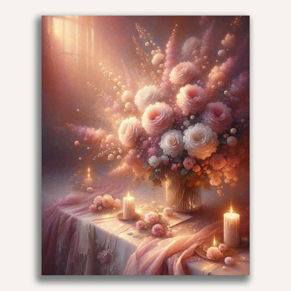 Paint by Numbers - Bouquet of roses in pink