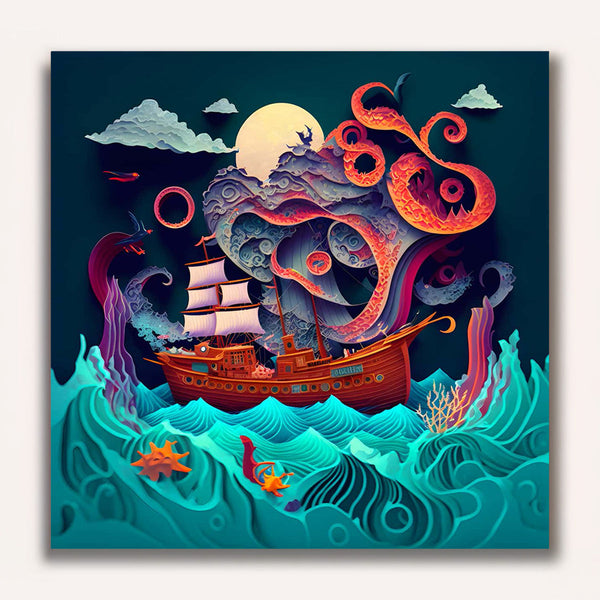 Paint by Numbers - Rough sea Paperart octopus