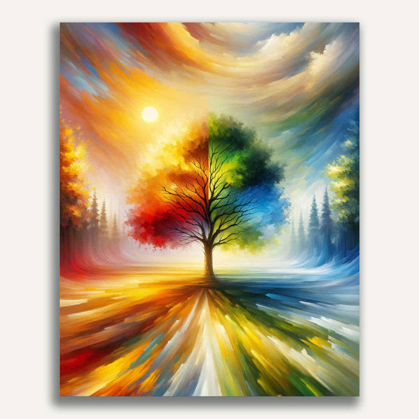 Paint by Numbers - Seasons tree, sun