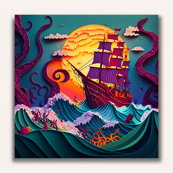 Paint by Numbers - Ship on rough sea Paperart