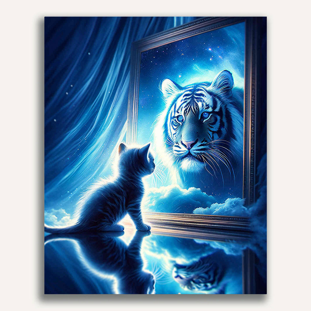 Paint by Numbers - Small Cat Big Tiger Mirror Picture