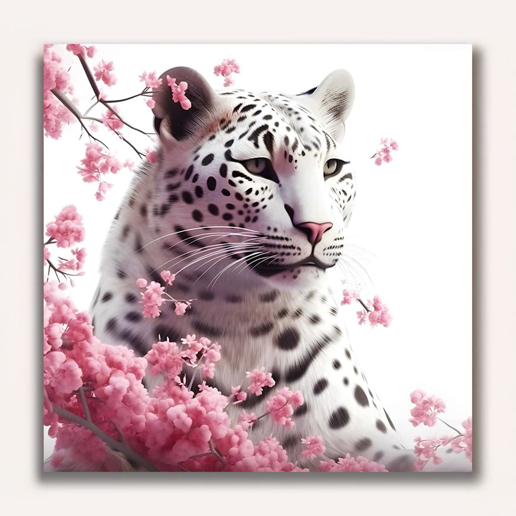 Paint by Numbers - Snow leopard with rose petals