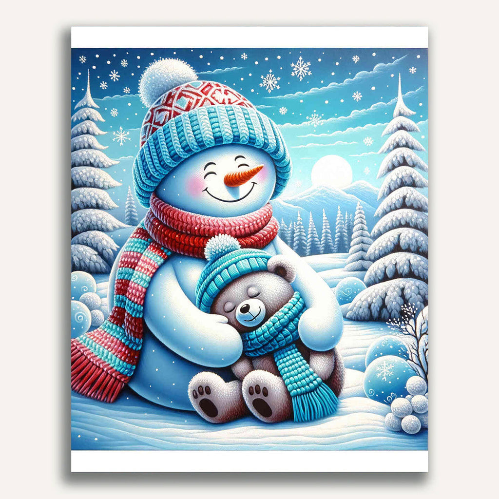 Paint by Numbers - Snowman and bear, friends