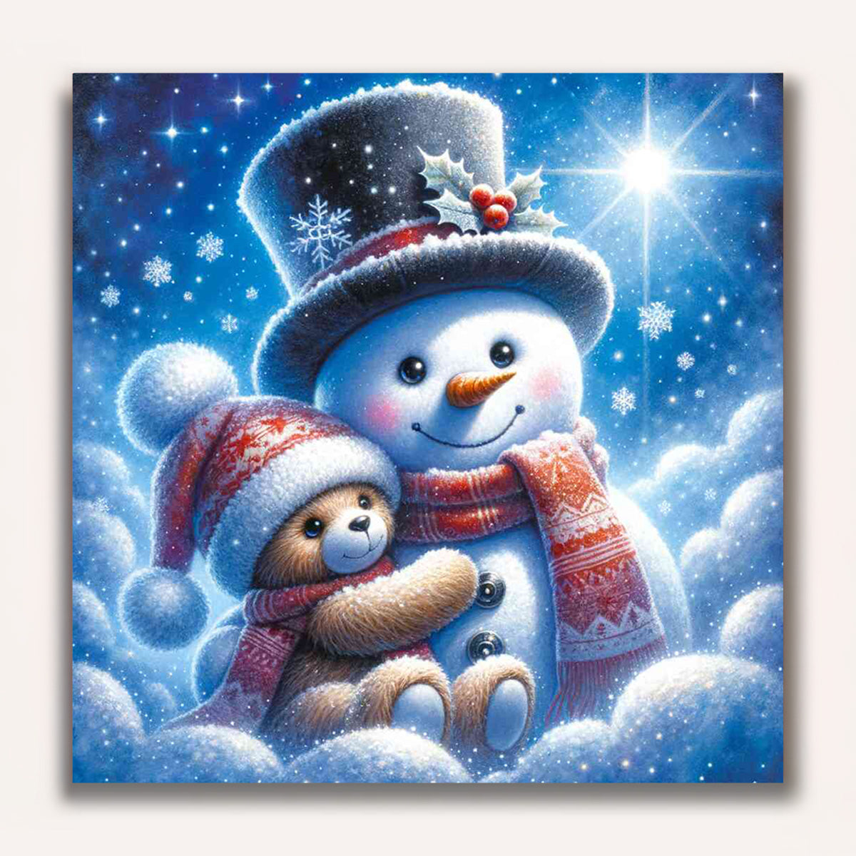 Paint by Numbers - Snowman and teddy bear