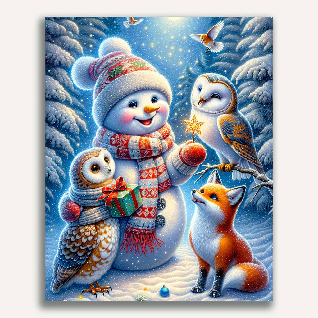 Paint by Numbers - Snowman, owl, fox