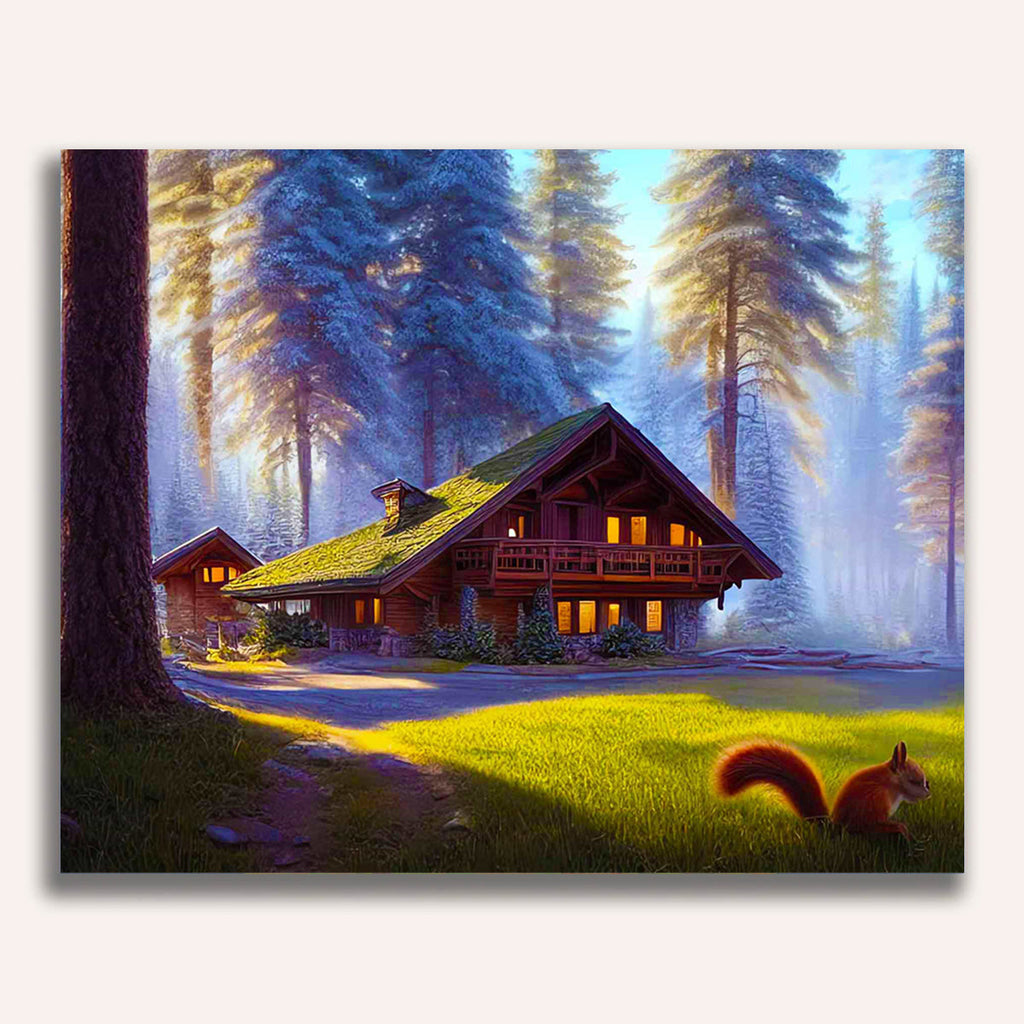 Paint by Numbers - Squirrel at the forest house