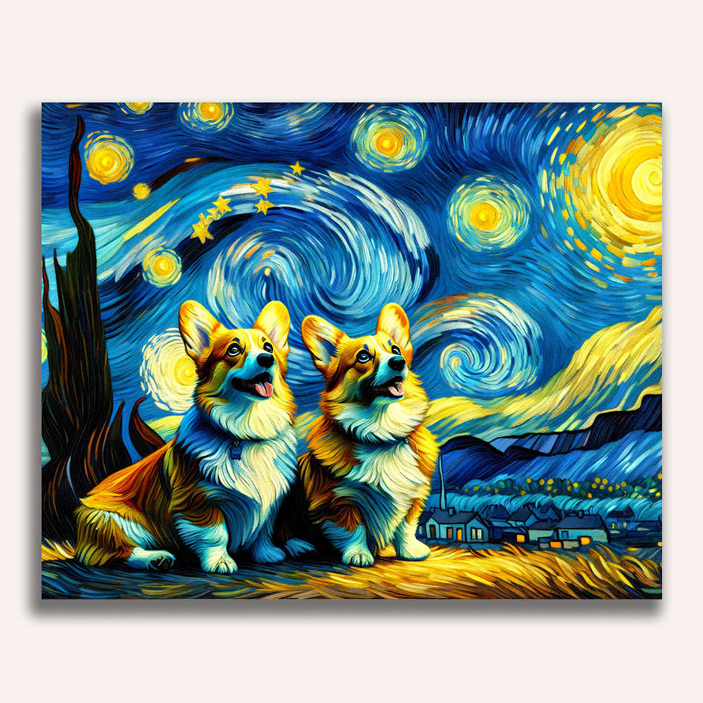 Paint by Numbers - Starry sky, Corgi