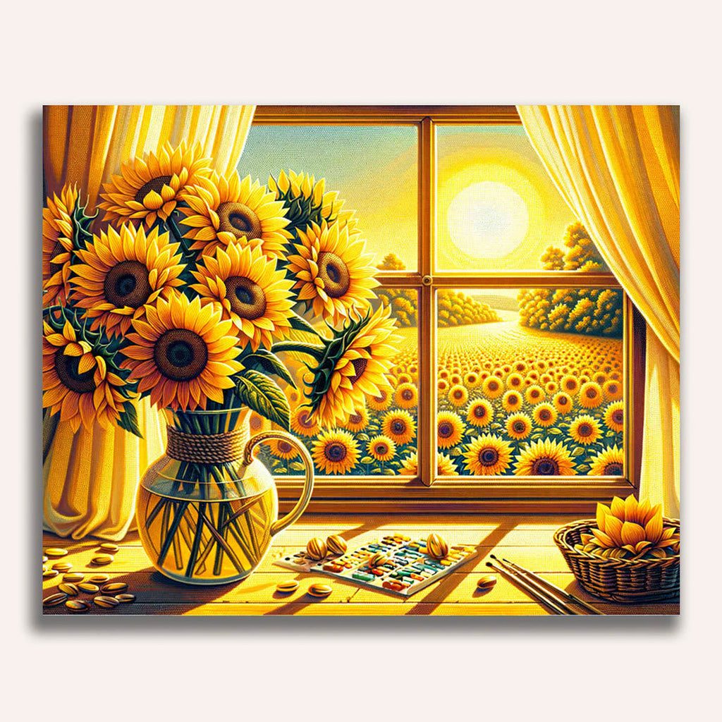 Paint by Numbers - Sunflower Bouquet at Window