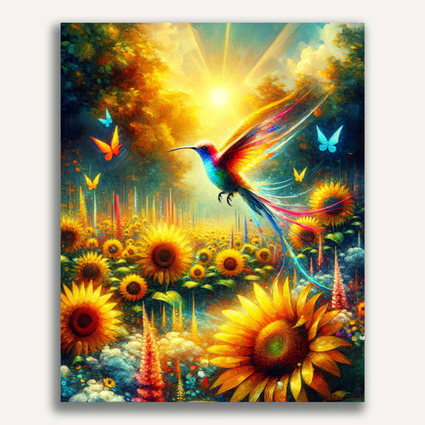 Paint by Numbers - Sunflower Hummingbird