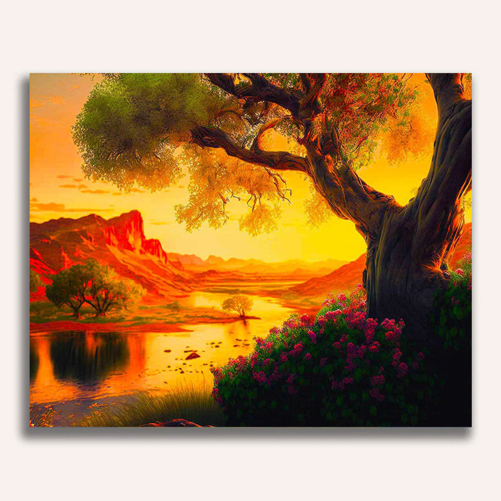 Paint by Numbers - Sunset on the desert river