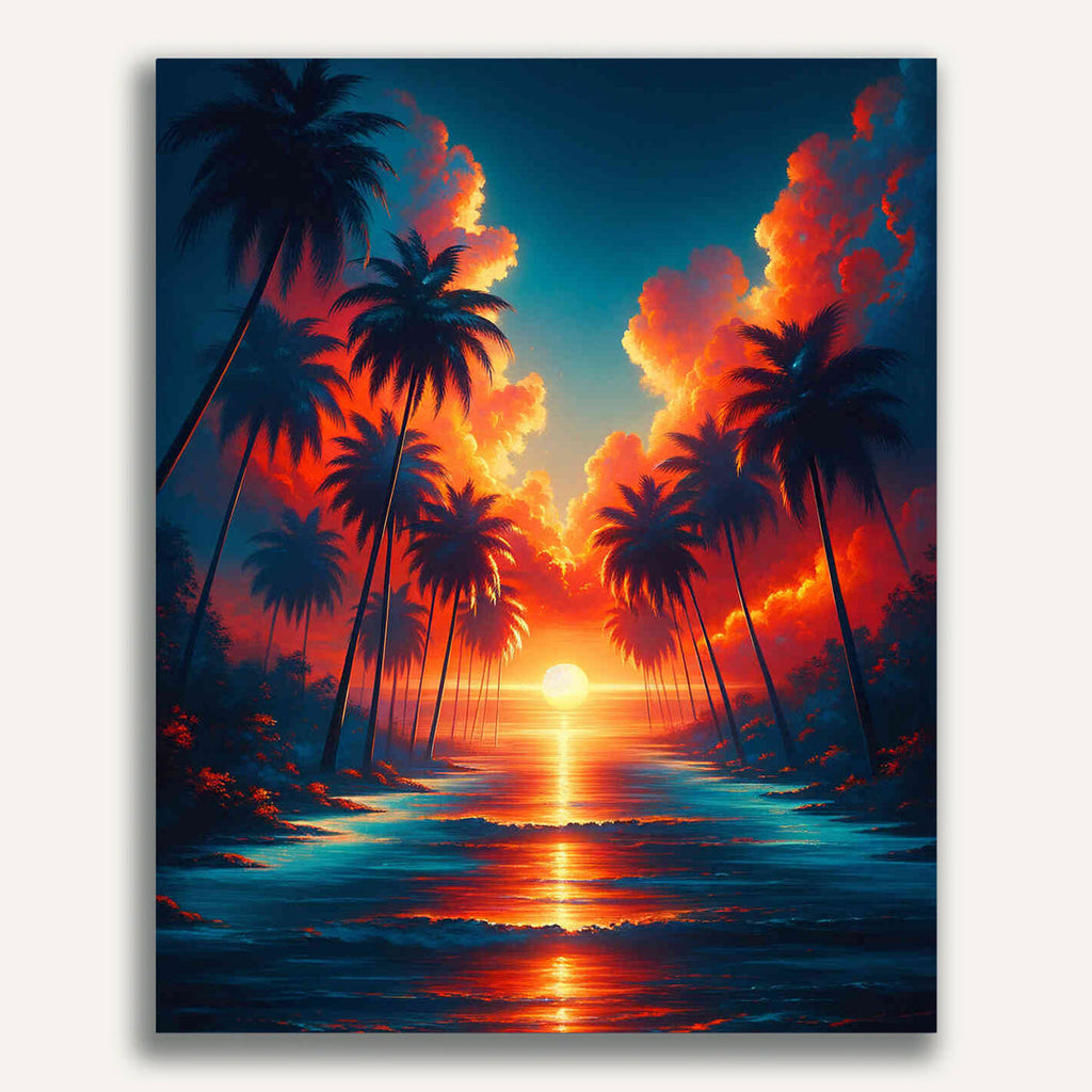 Paint by Numbers - Sunset Under Palms