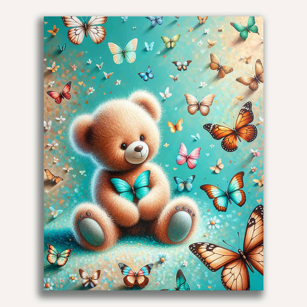 Paint by Numbers - Teddy Surrounded by Butterflies