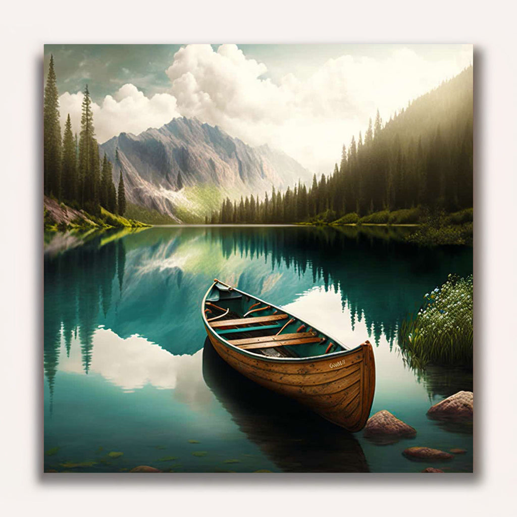 Paint by Numbers - Three boats in mountain lake