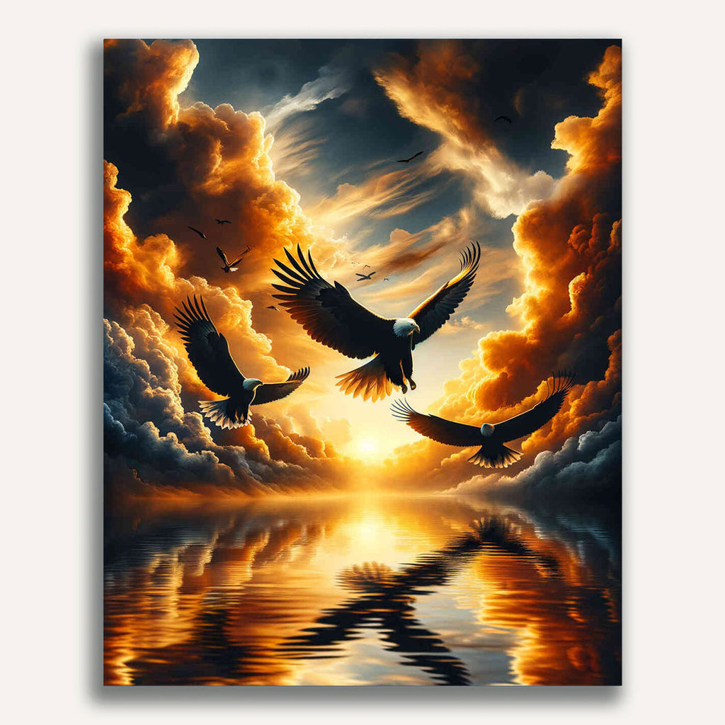 Paint by Numbers - Three eagles in flight
