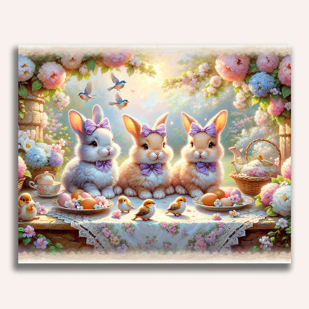 Paint by Numbers - Three bunnies, table