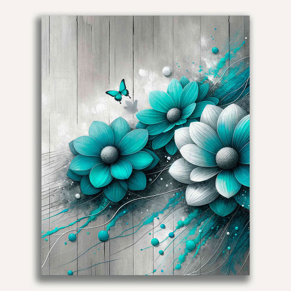 Paint by Numbers - Three turquoise flowers