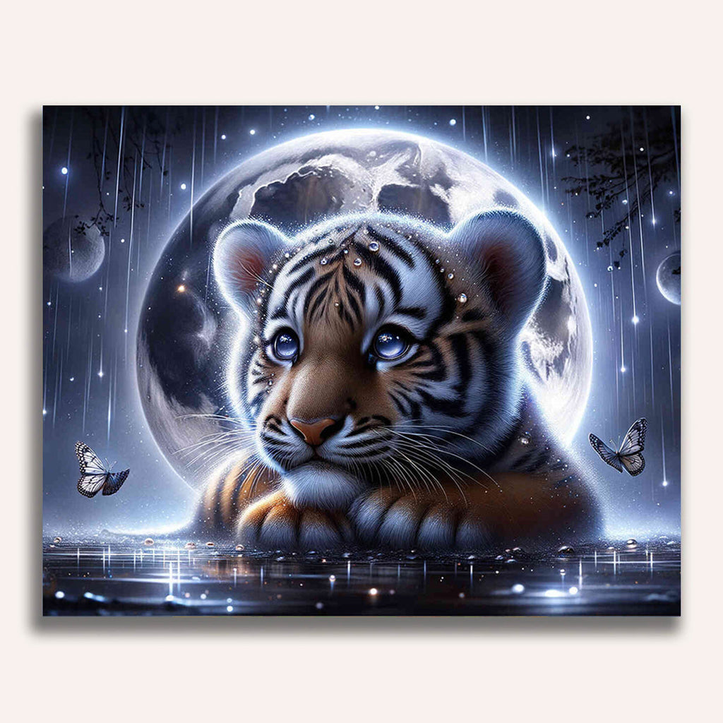 Paint by Numbers - Tiger baby, moon