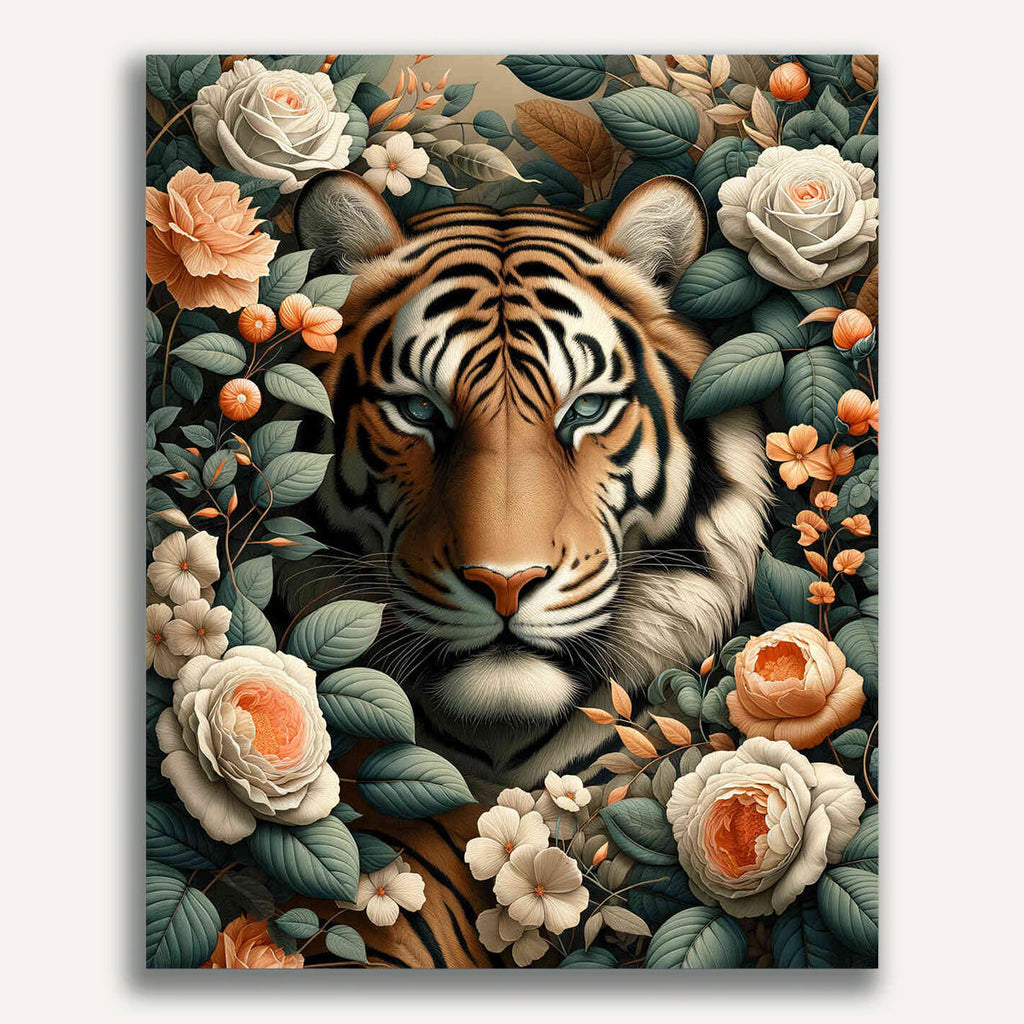 Paint by Numbers - Tiger Between Flowers