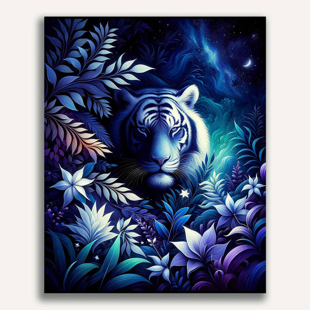 Paint by Numbers - Tiger in Plants at Night