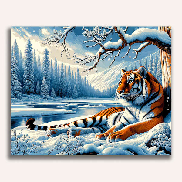 Paint by Numbers - Tiger in snowy landscape