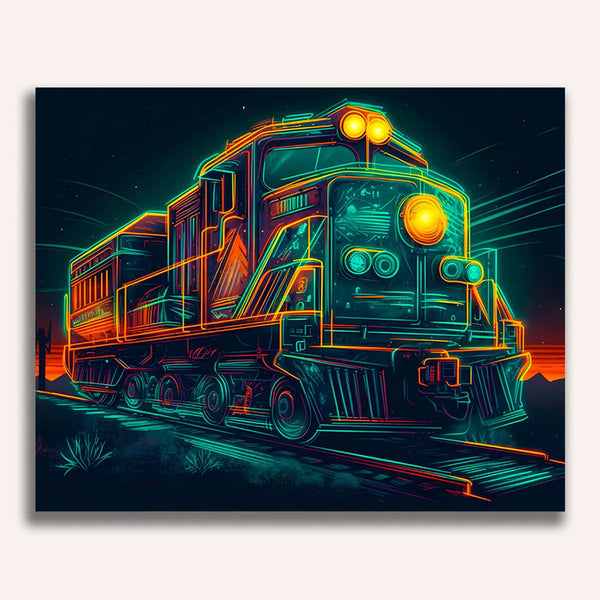 Paint by Numbers - Train at night in the light