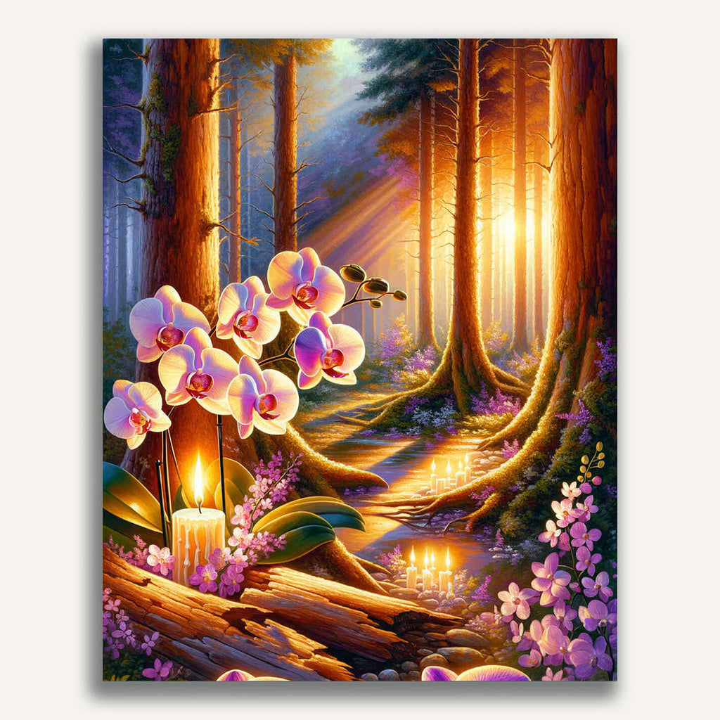 Paint by Numbers - Tree Trunks and Orchids