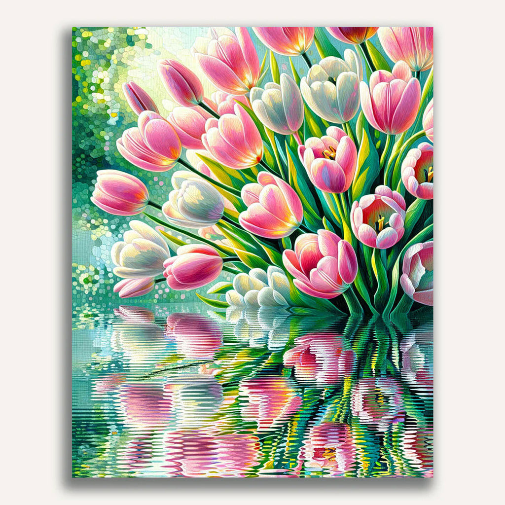 Paint by Numbers - Tulip bouquet, water