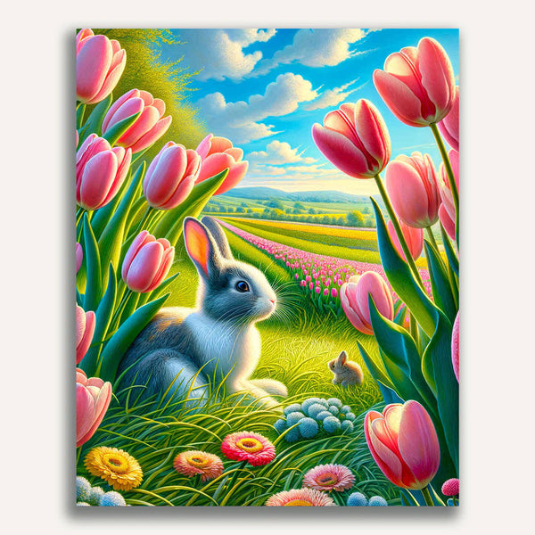 Paint by Numbers - Tulip Meadow Bunny