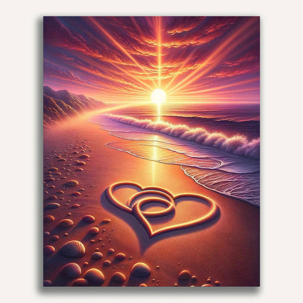Paint by Numbers - Two Hearts on the Beach