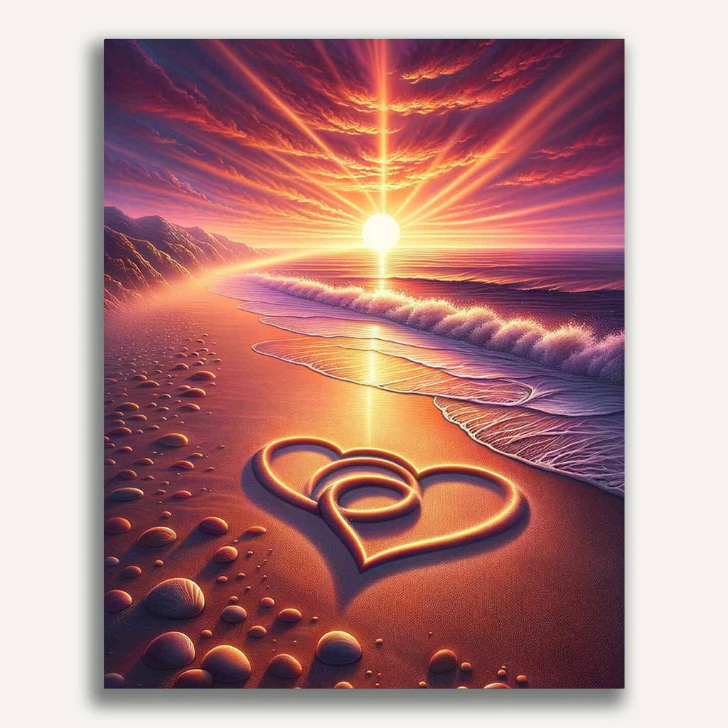 Paint by Numbers - Two Hearts on the Beach
