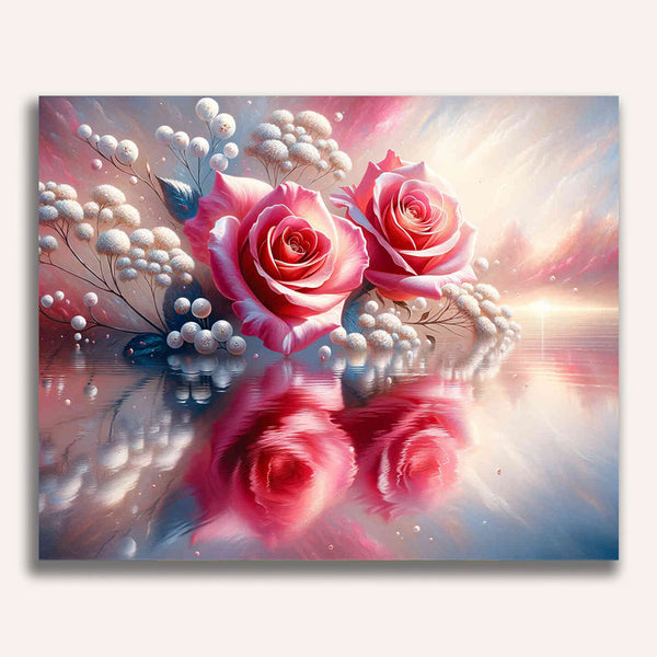 Paint by Numbers - Two Pink Roses Water