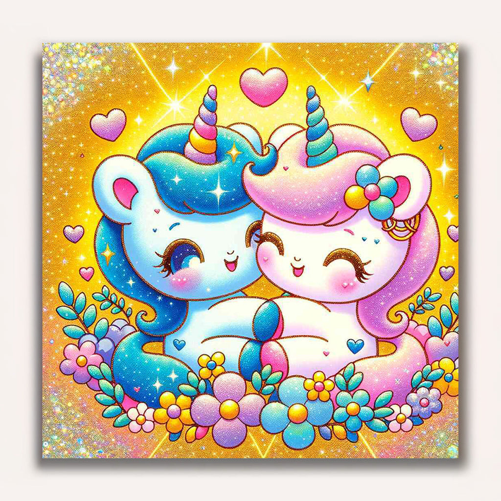 Paint by Numbers - Unicorn love, cartoon