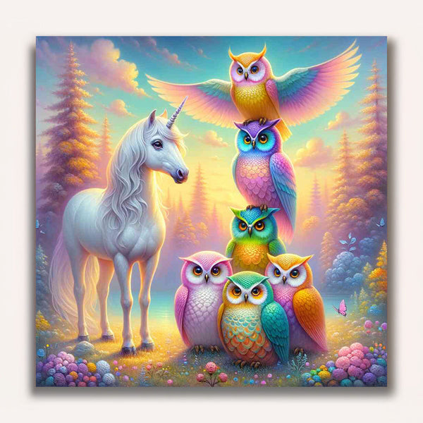 Paint by Numbers - Unicorn with Owl Tower