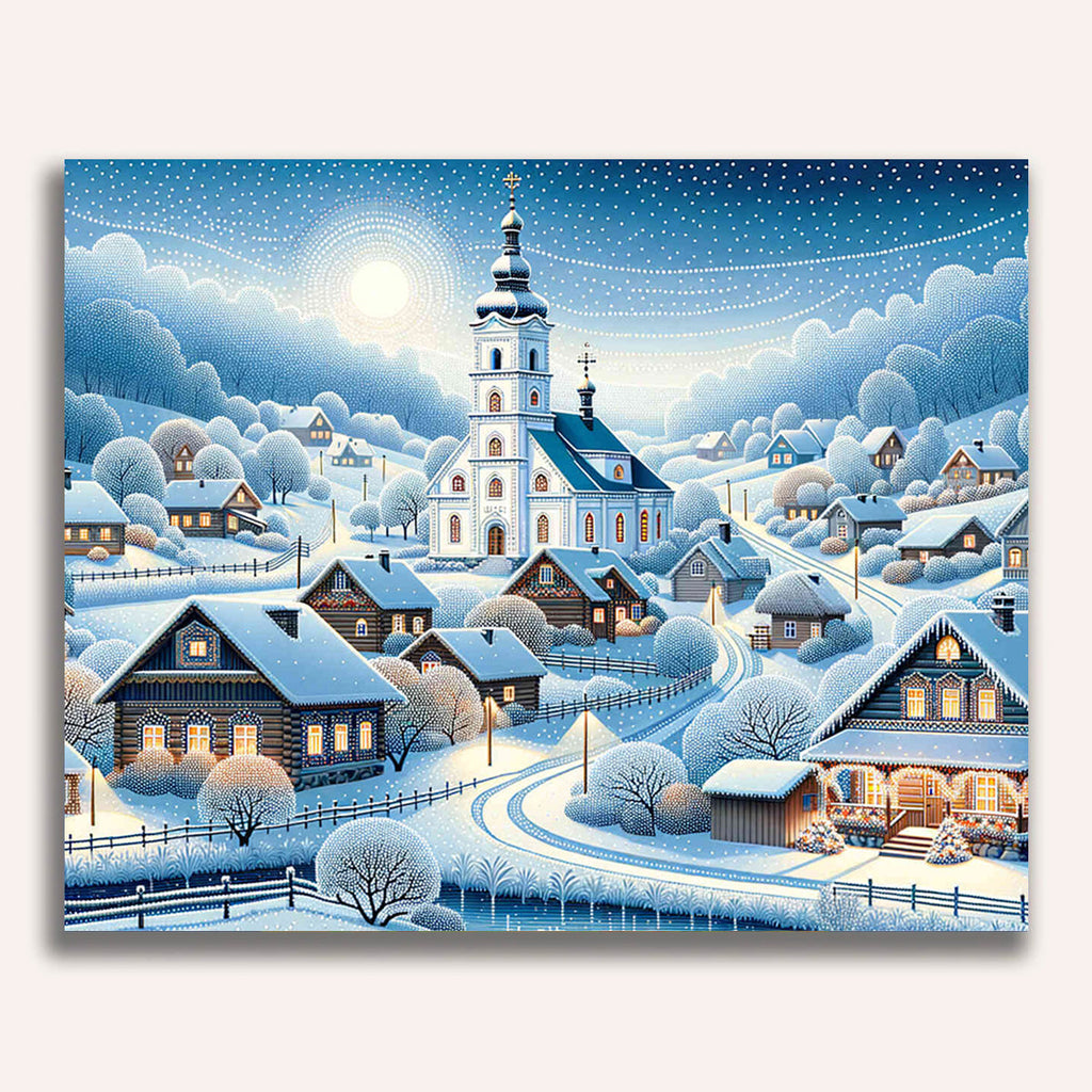 Paint by Numbers - Village in Winter Snow