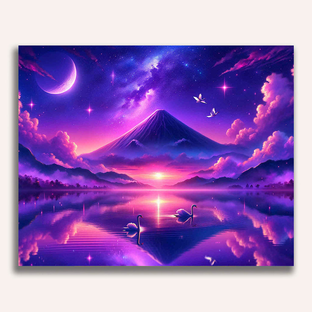 Paint by Numbers - Volcano, purple sky