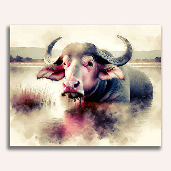 Paint by Numbers - Watercolor water buffalo