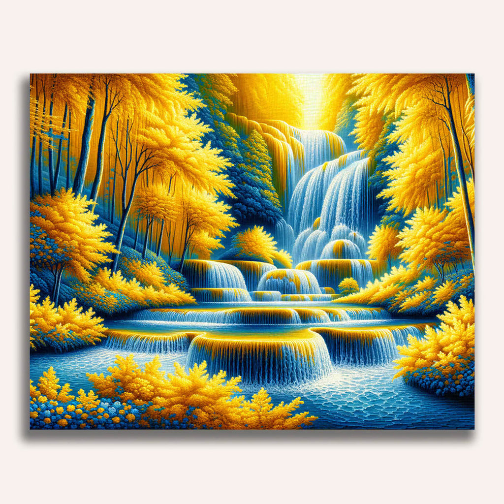 Paint by Numbers - Waterfall in the Yellow Forest