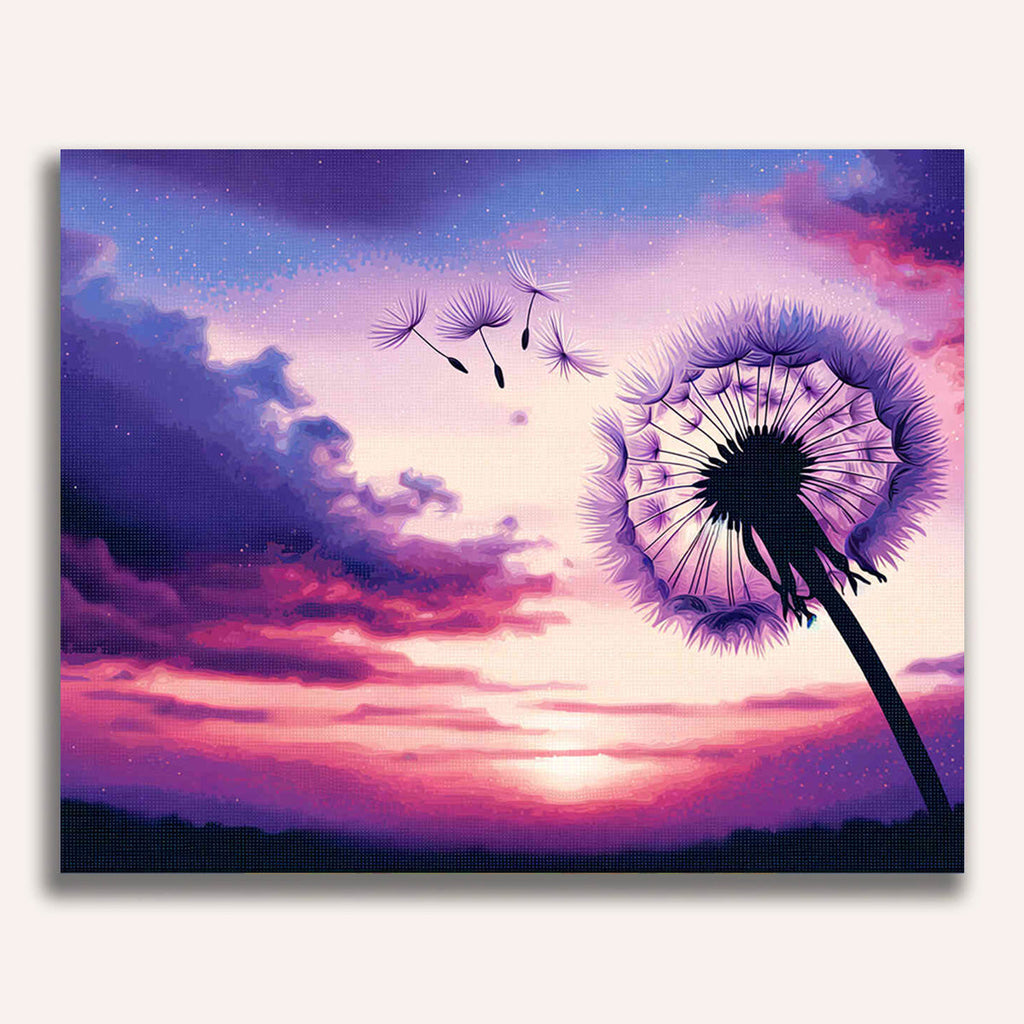 Paint by Numbers - Waving Dandelion Purple Evening Sky