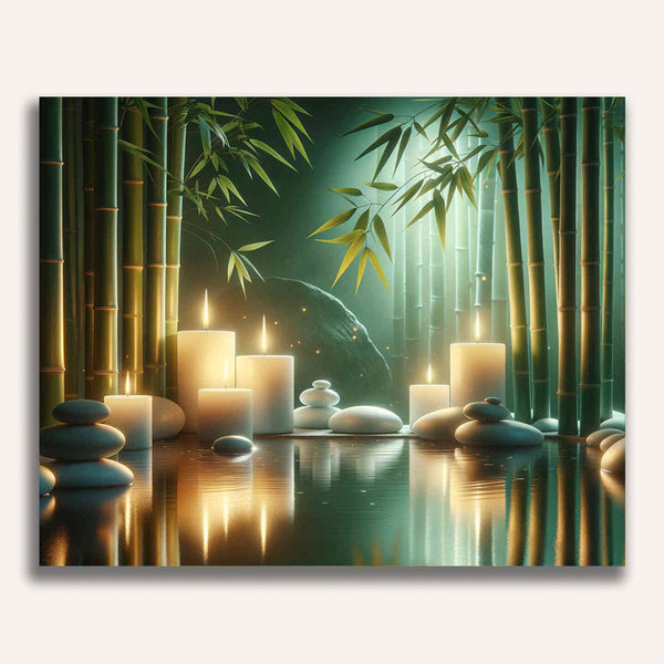 Paint by Numbers - White candles, bamboo