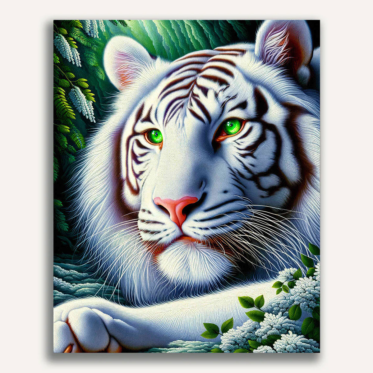 Paint by Numbers - White Tiger Grune Eyes
