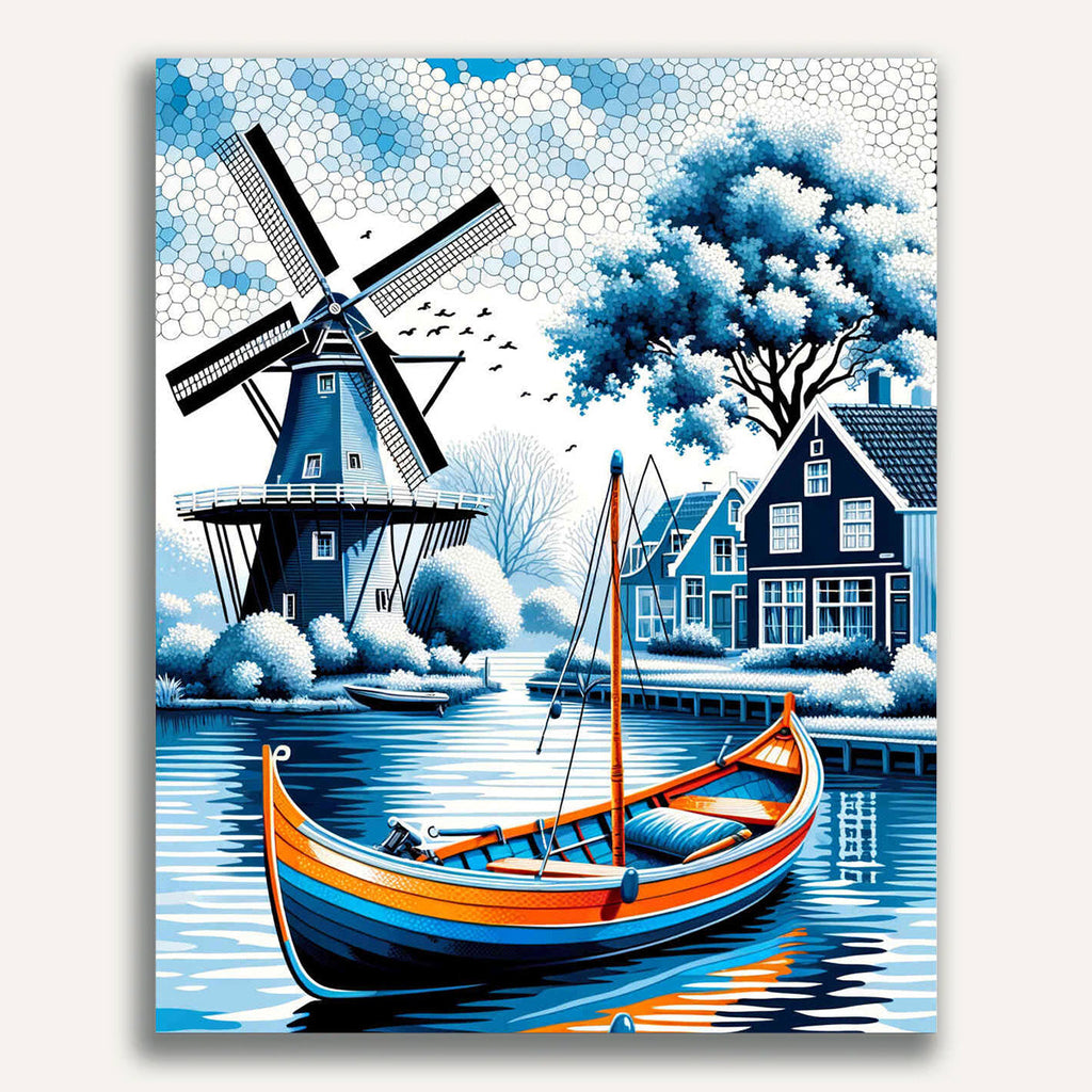 Paint by Numbers - Windmill and Boat