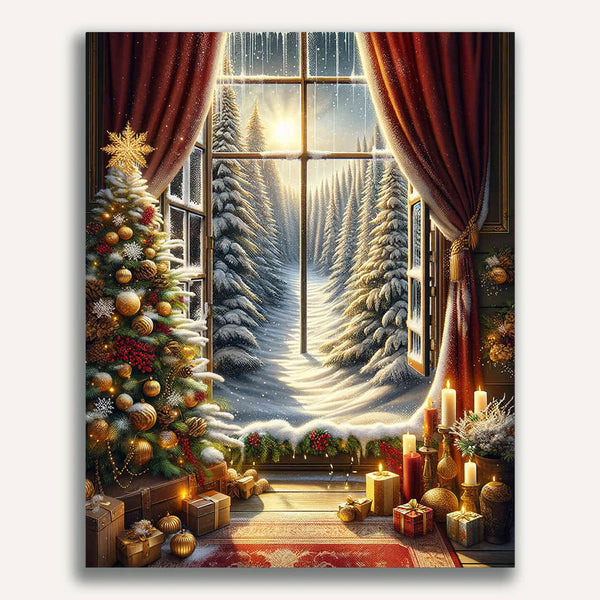 Paint by Numbers - Window in the Winter Forest