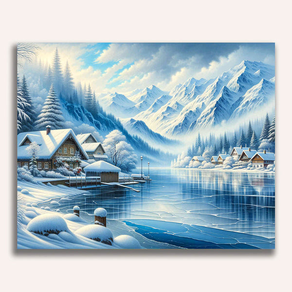 Paint by Numbers - Winter city on the lake