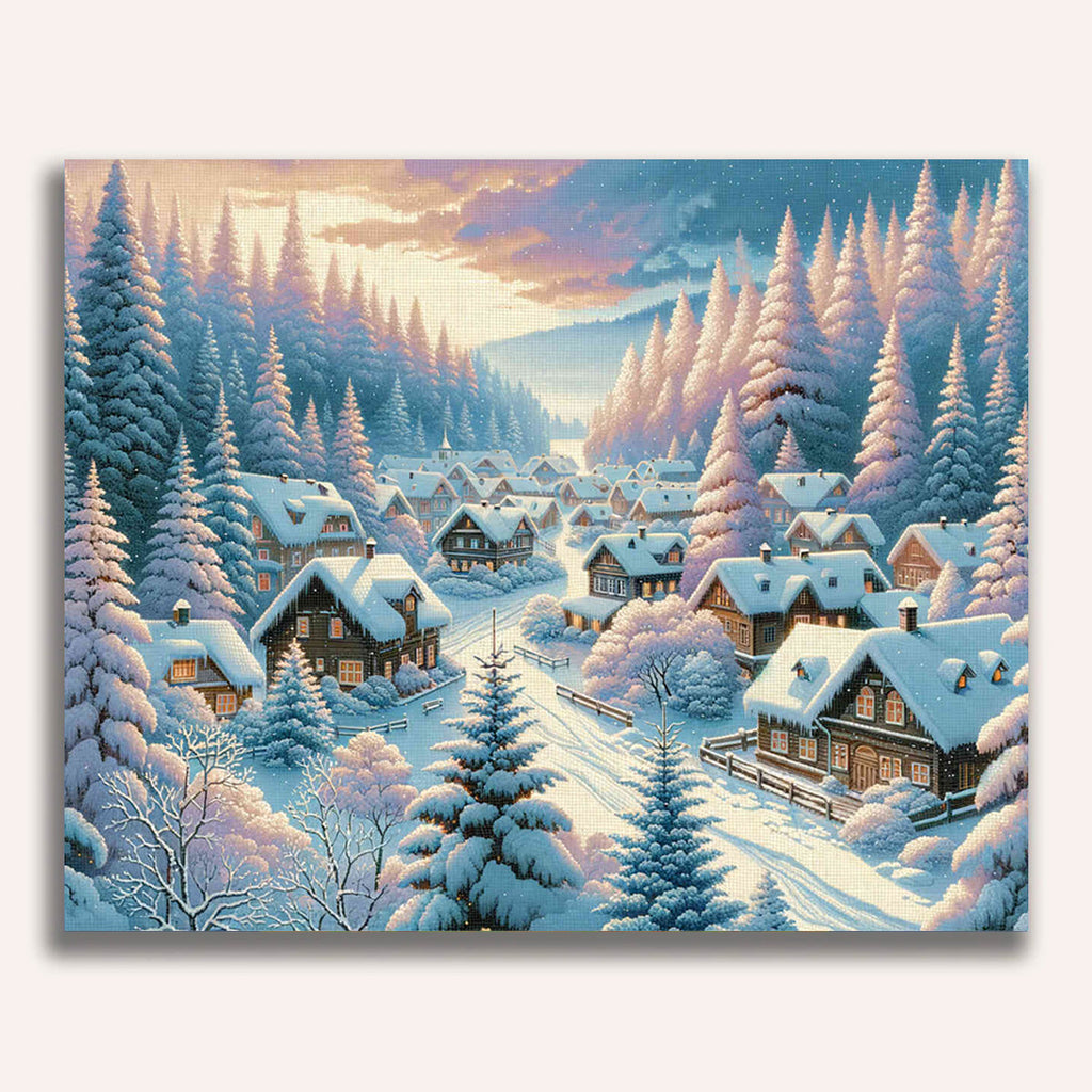 Paint by Numbers - Winter city in the forest