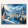 Paint by Numbers - Winter village on the river