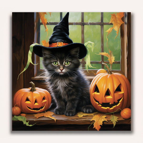 Paint by Numbers - Witch kitten at the window
