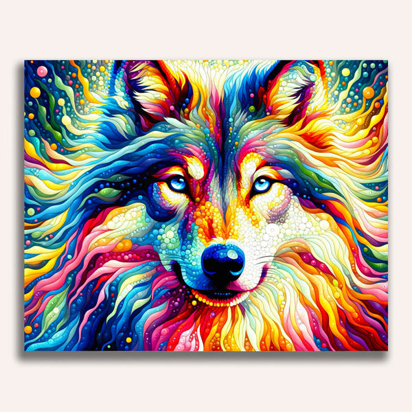 Paint by Numbers - Wolf, colorful and abstract